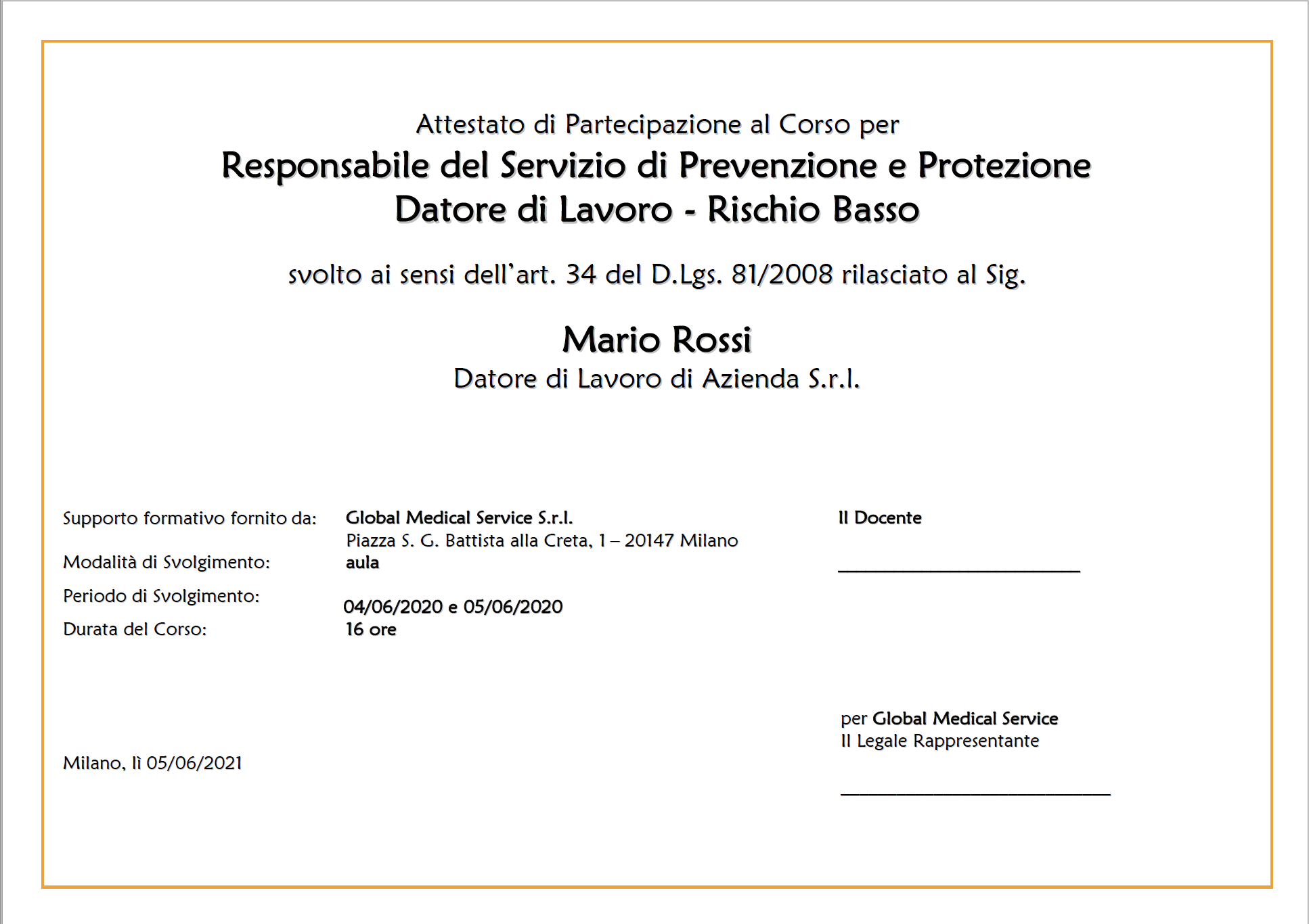 Gli attestati dei corsi di formazione sono di proprietà del lavoratore