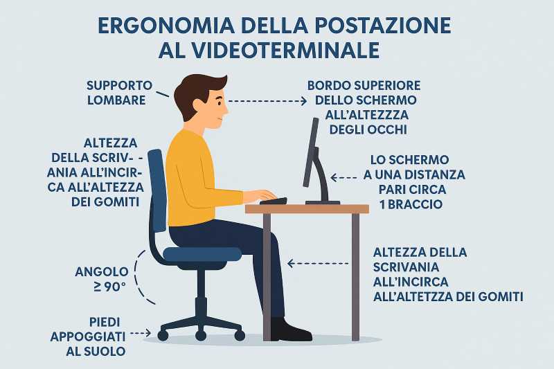 postura corretta della scrivania